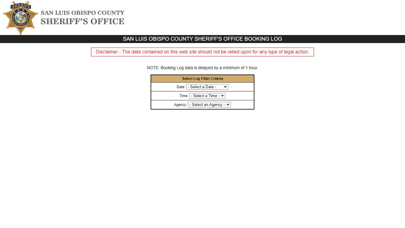 BookingLog - San Luis Obispo County Sheriff's Office