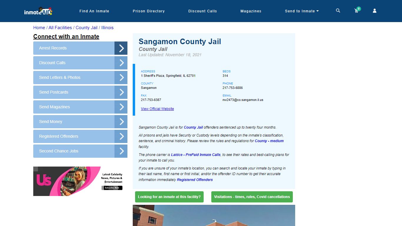 Sangamon County Jail - Inmate Locator - Springfield, IL