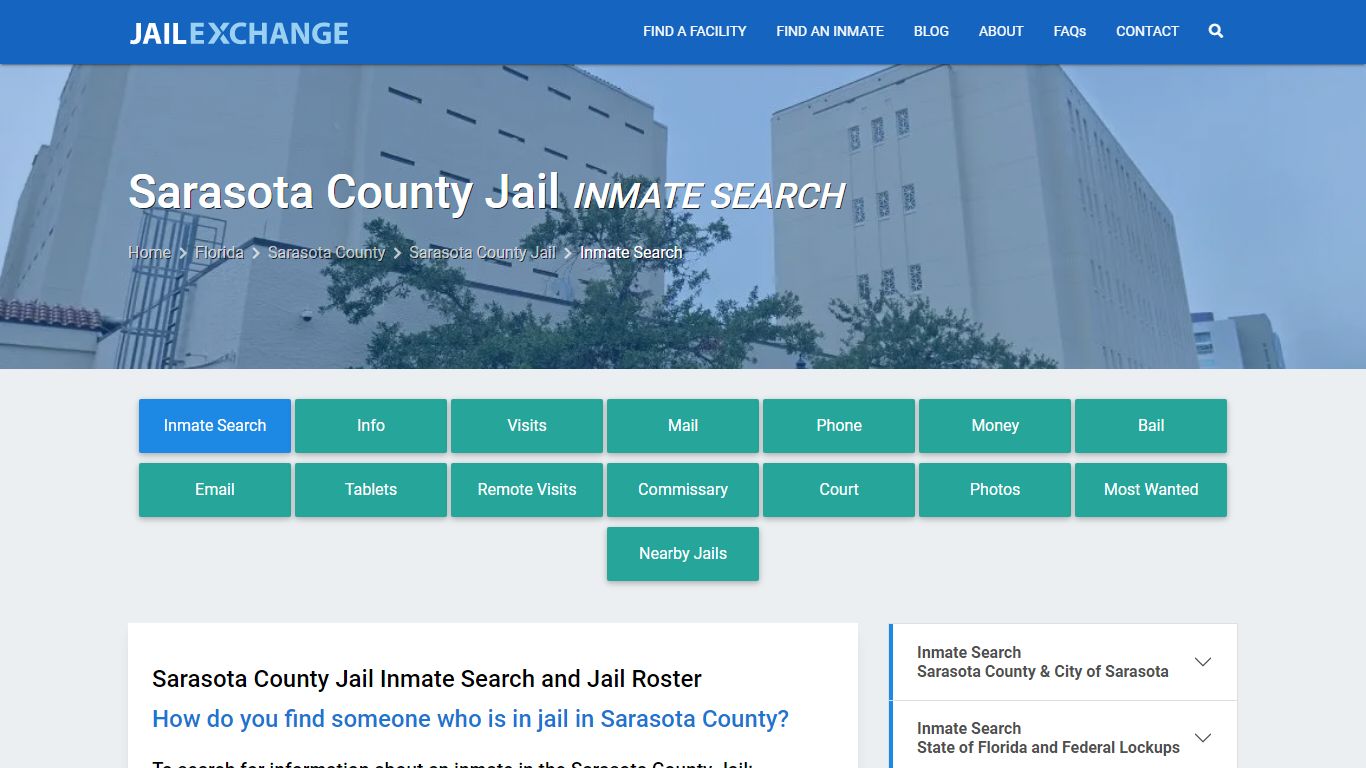 Inmate Search: Roster & Mugshots - Sarasota County Jail, FL