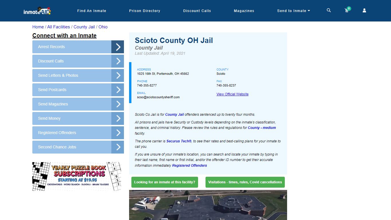 Scioto County OH Jail - Inmate Locator - Portsmouth, OH