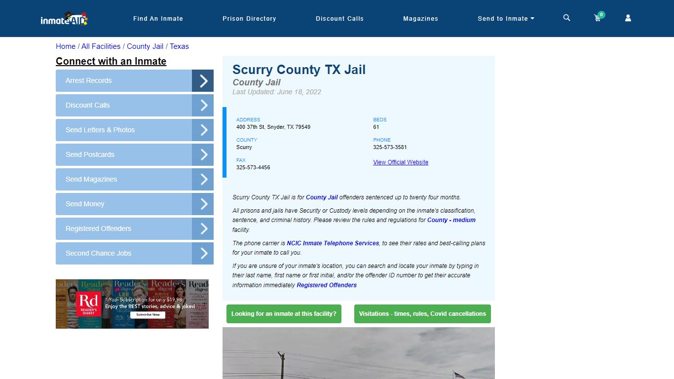 Scurry County TX Jail - Inmate Locator - Snyder, TX