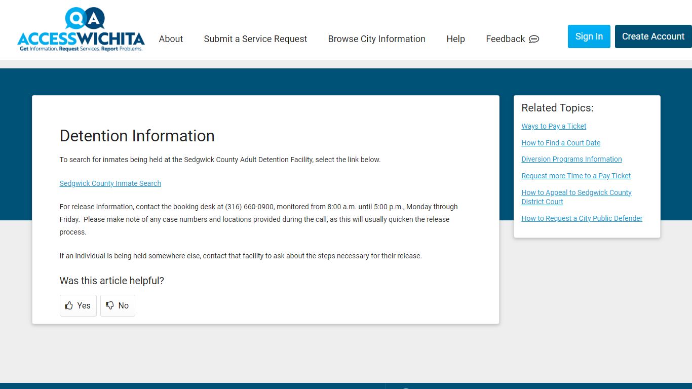 Detention Information - Wichita, Kansas