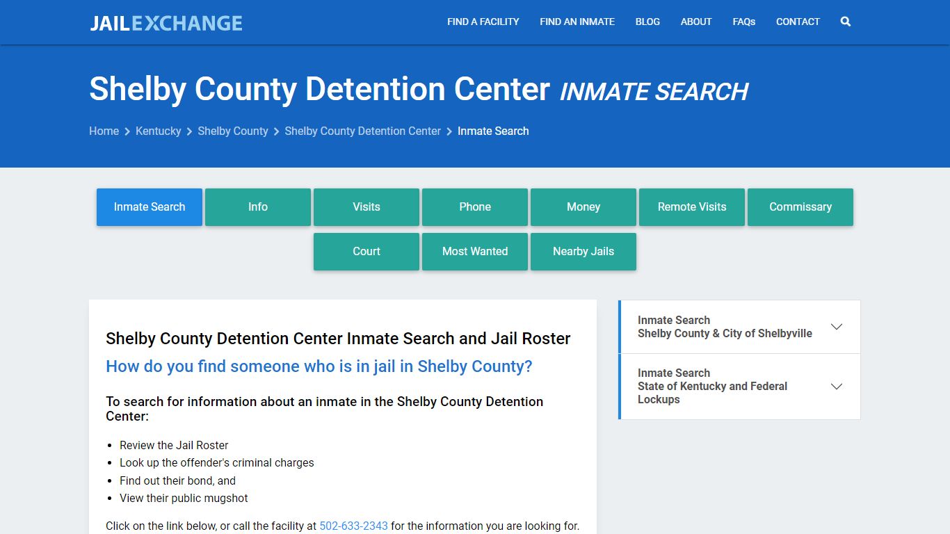 Shelby County Detention Center Inmate Search - Jail Exchange