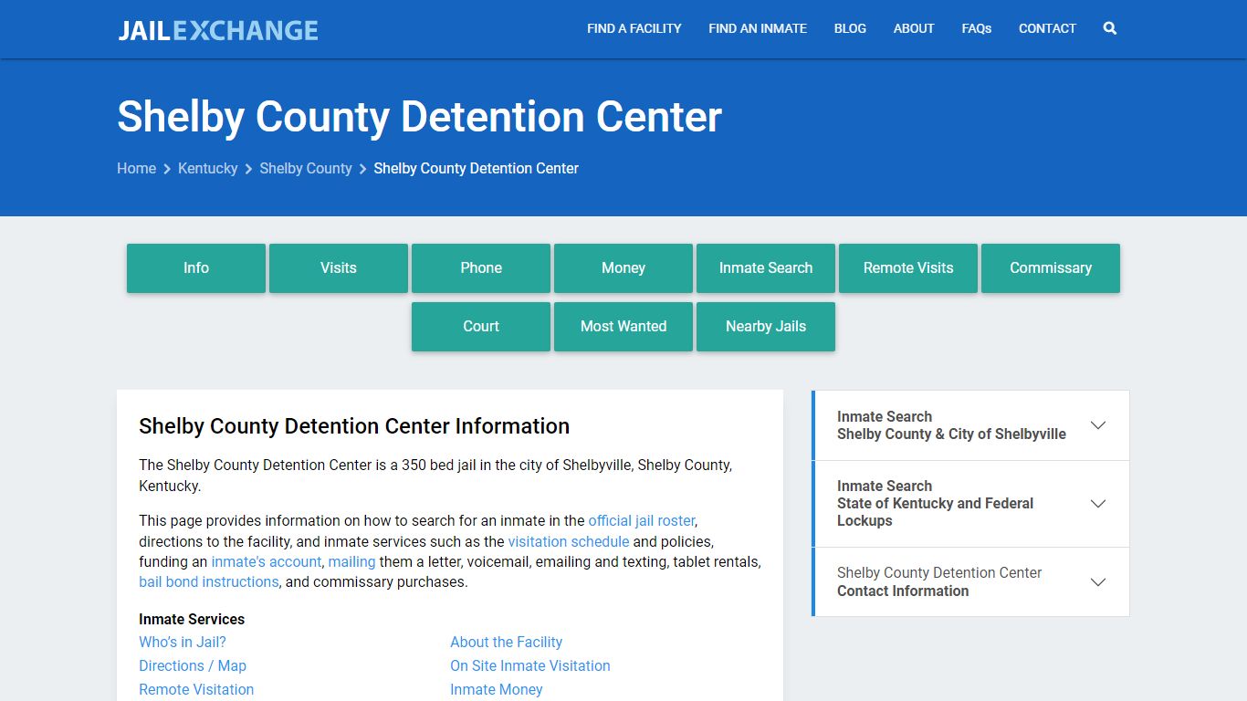 Shelby County Detention Center, KY Inmate Search, Information