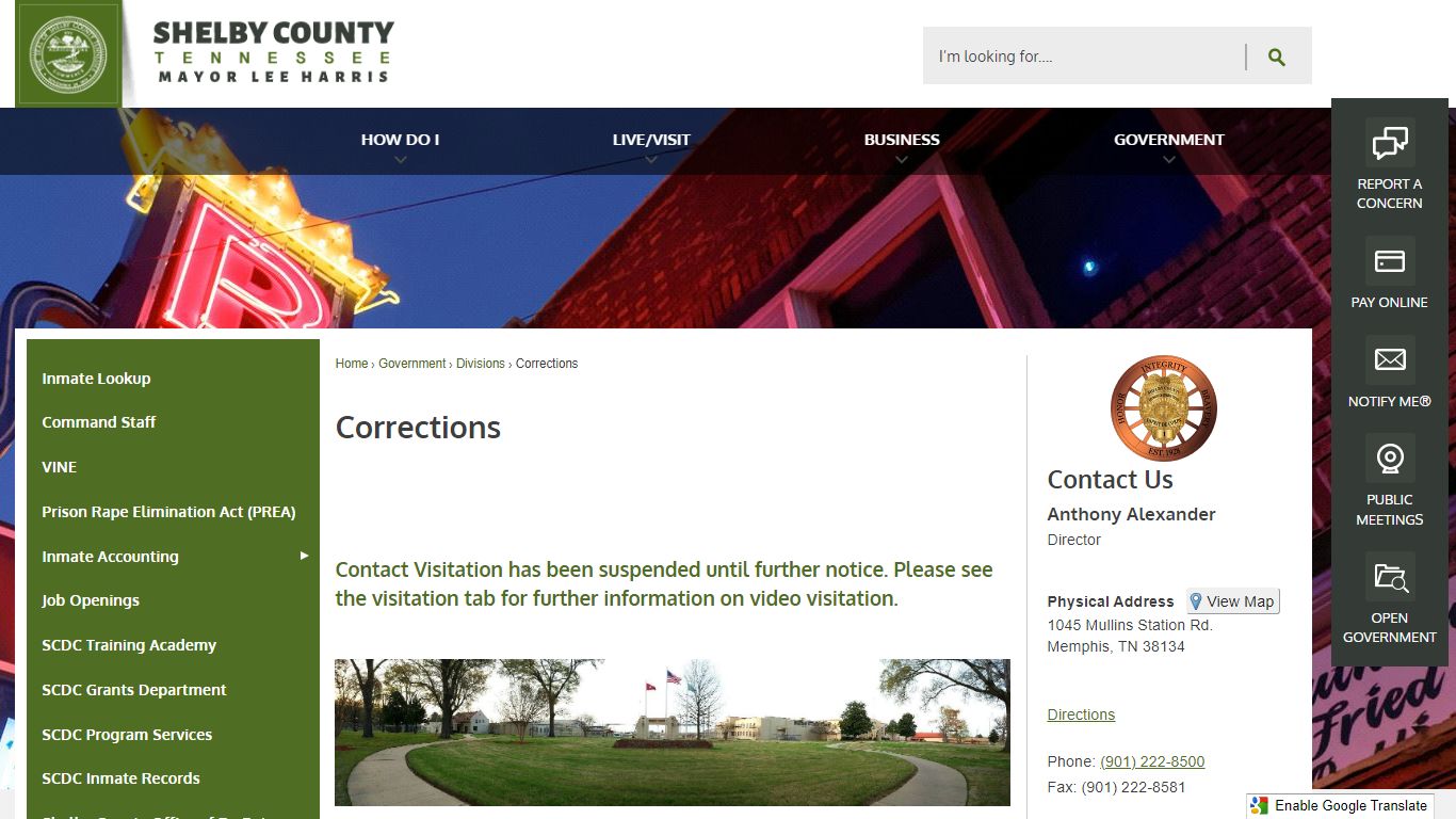 Corrections | Shelby County, TN - Official Website