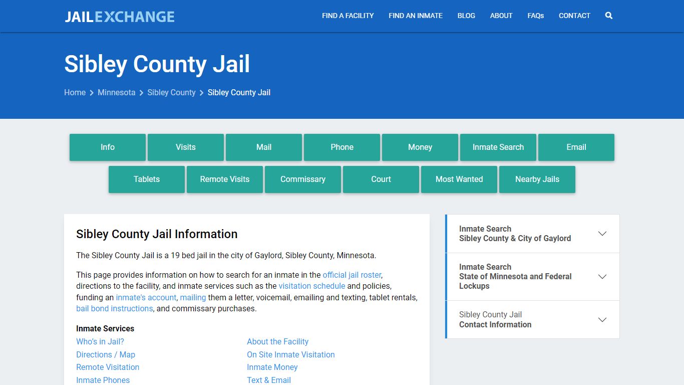 Sibley County Jail, MN Inmate Search, Information