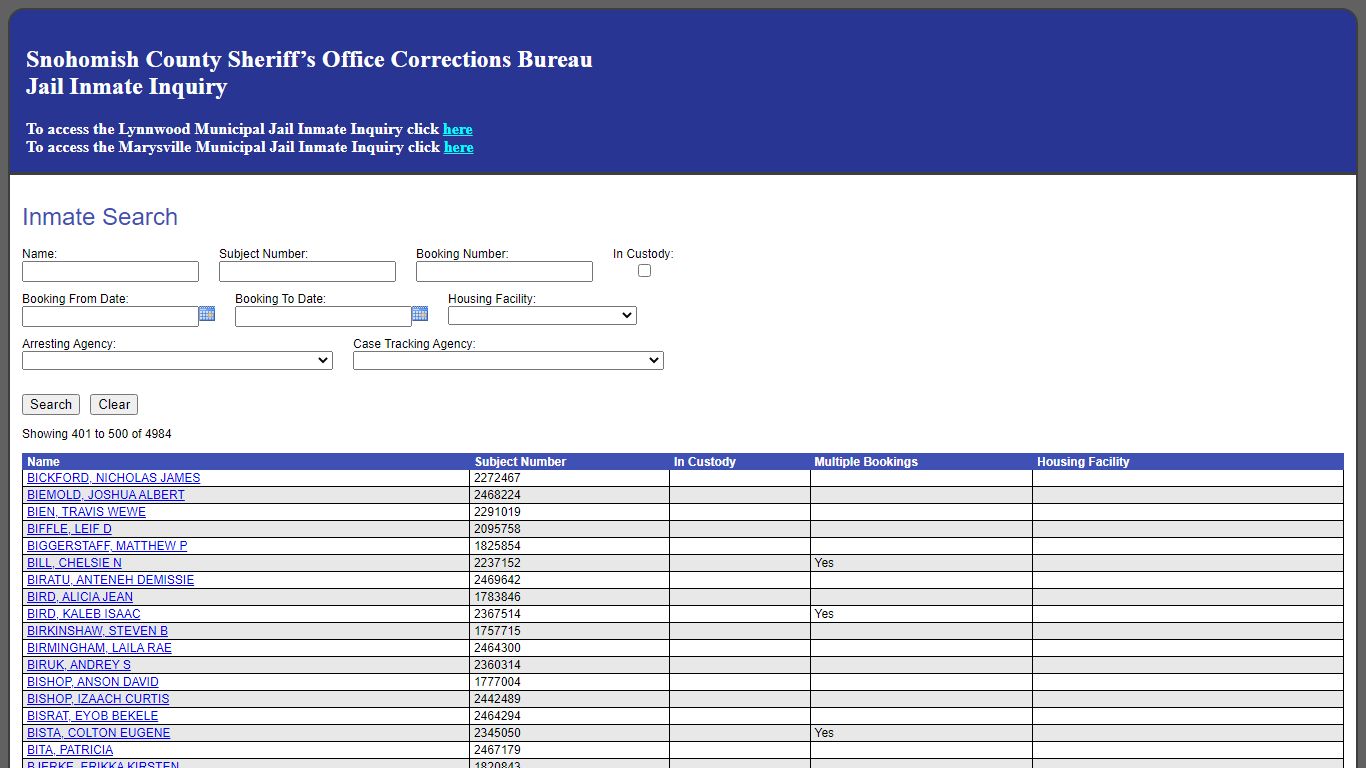 Inmate Search - Snohomish County, Washington - Jail Register