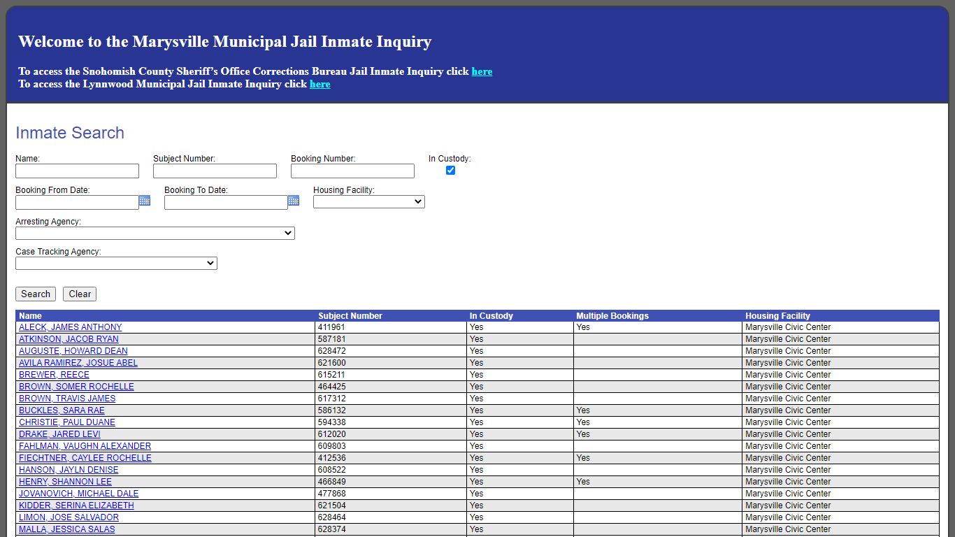 Inmate Search - SNO911