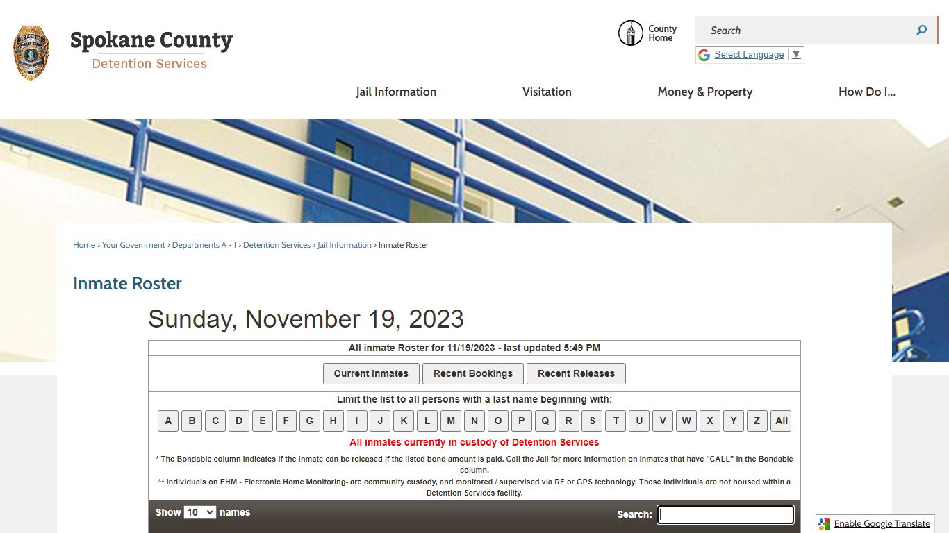 Inmate Roster | Spokane County, WA
