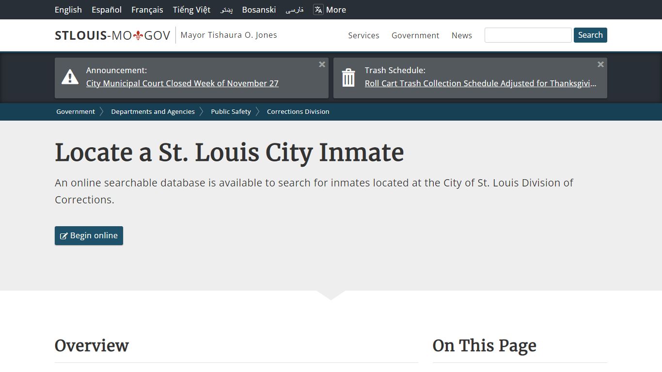 Locate a St. Louis City Inmate - City of St. Louis, MO