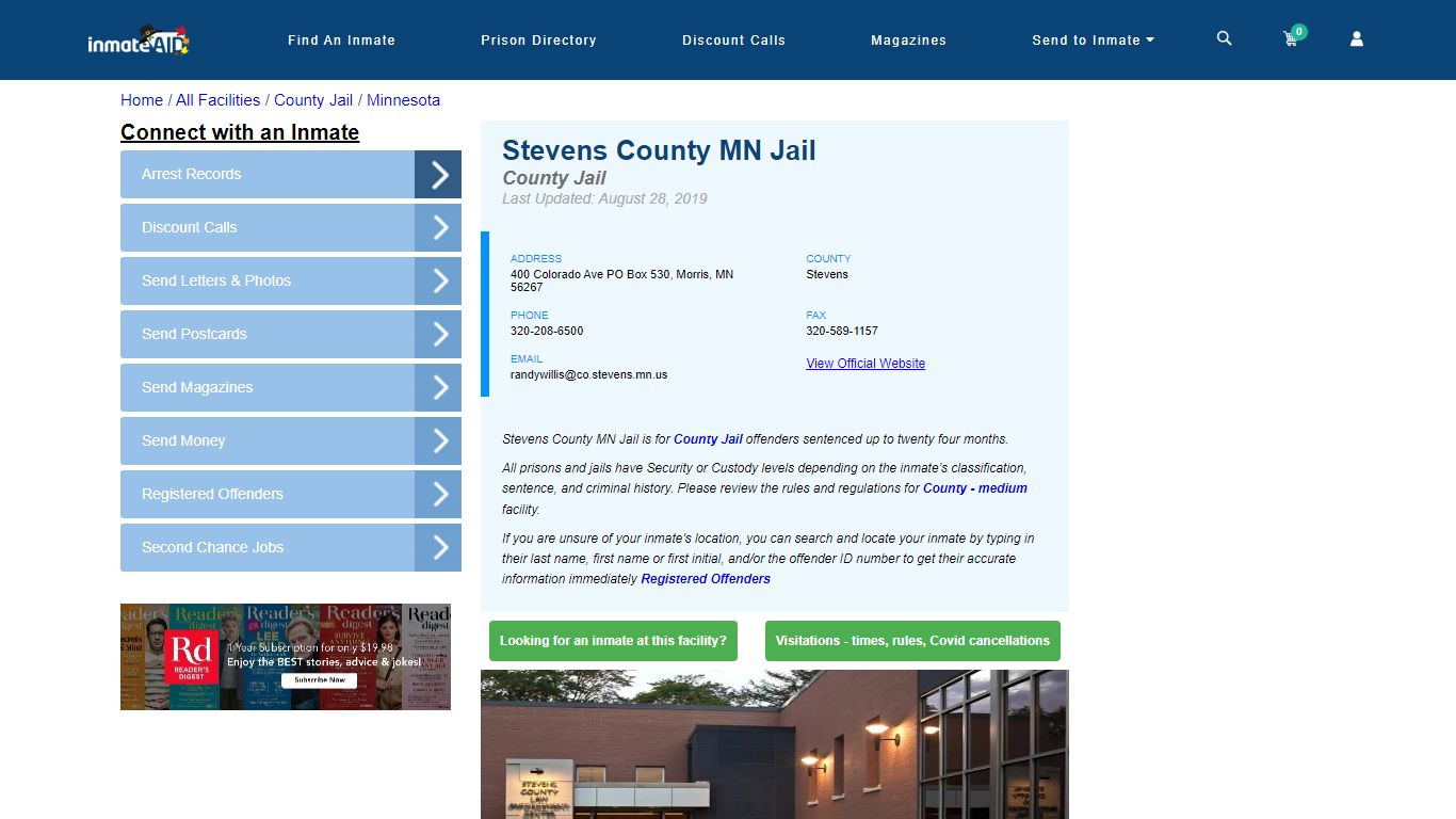 Stevens County MN Jail - Inmate Locator - Morris, MN