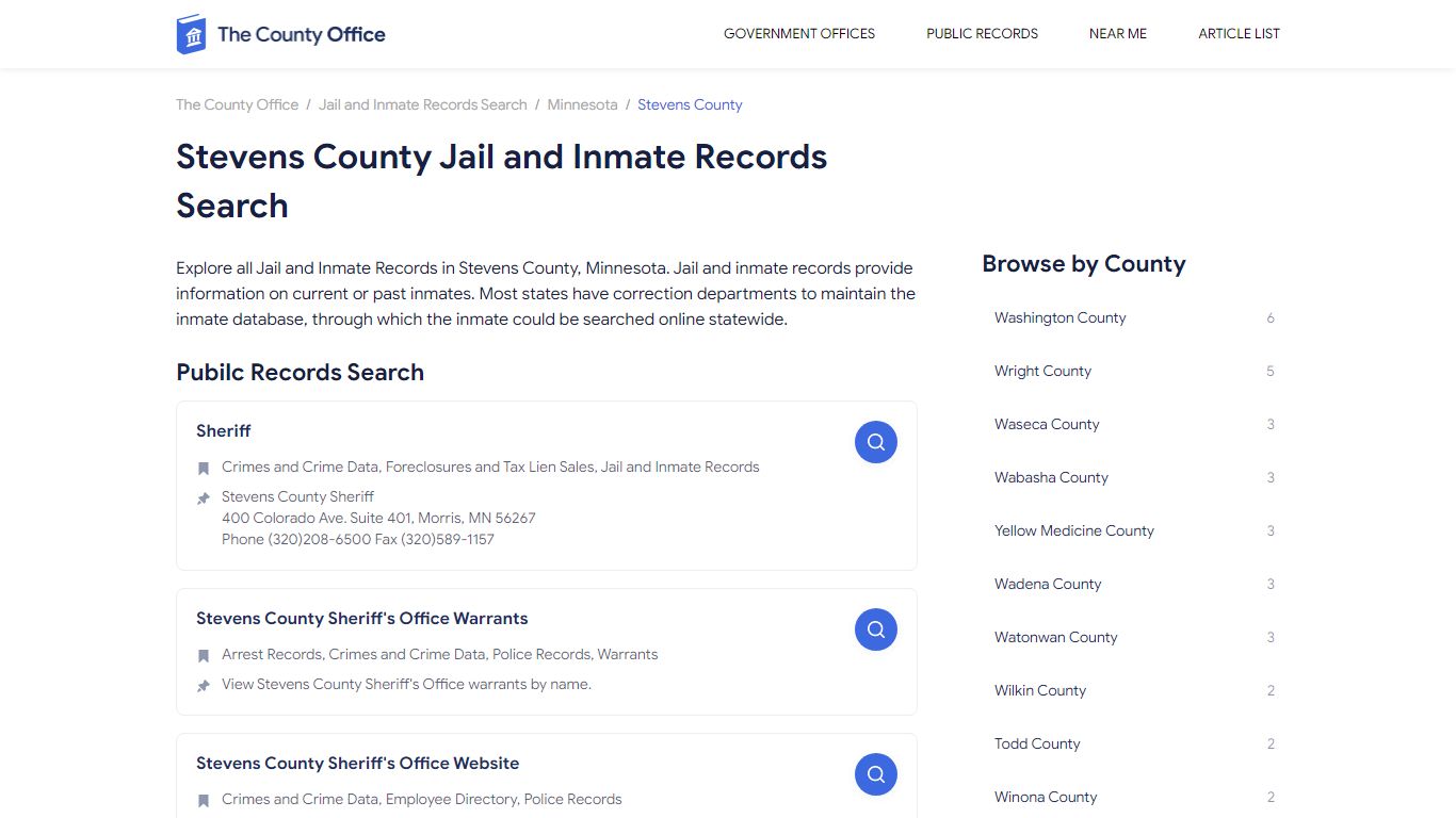 Stevens County Jail and Inmate Records Search
