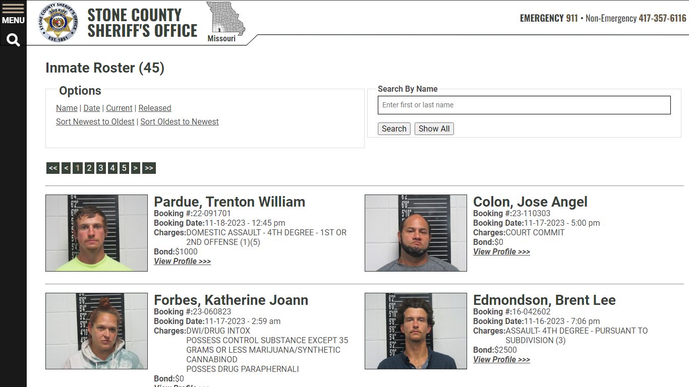 Inmate Roster - Current Inmates Booking Date Descending - Stone County ...