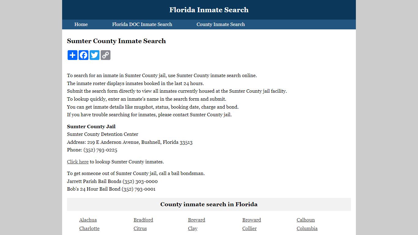 Sumter County Inmate Search