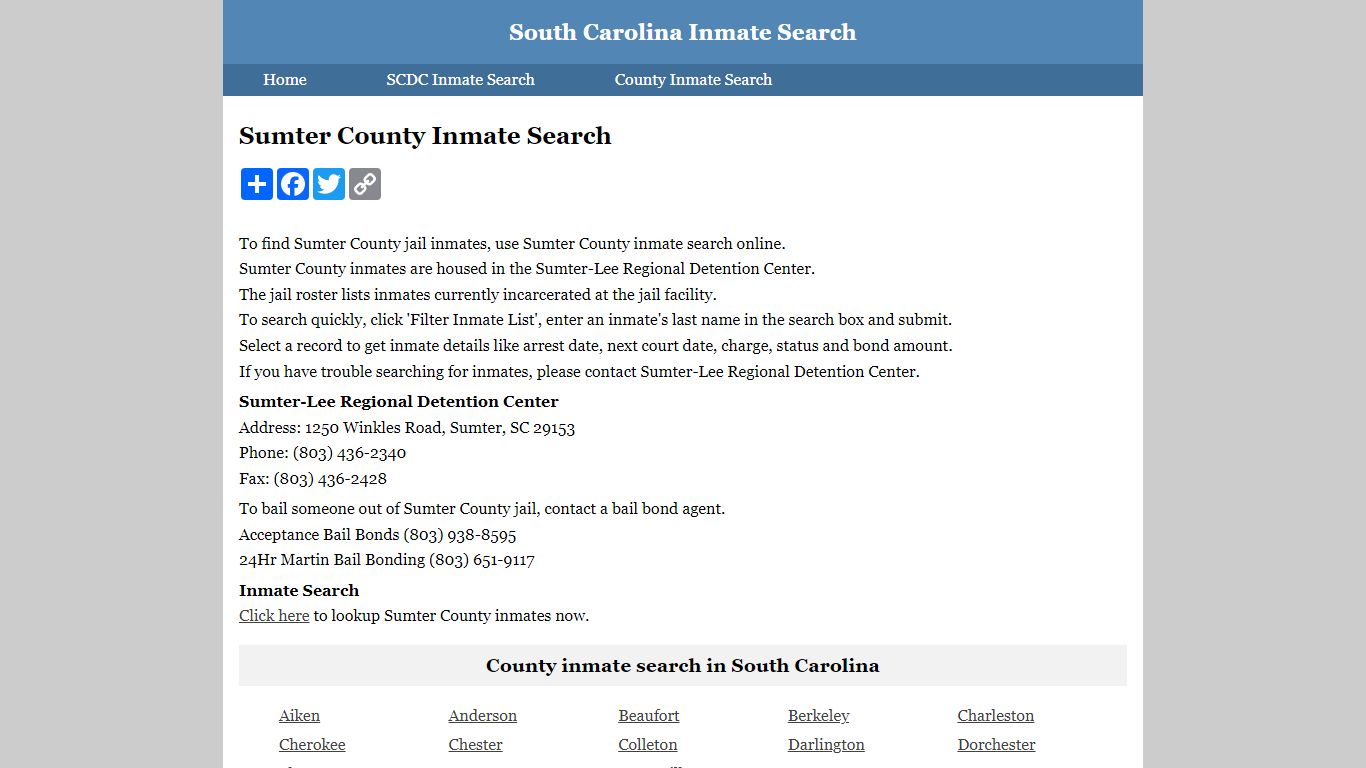 Sumter County Inmate Search