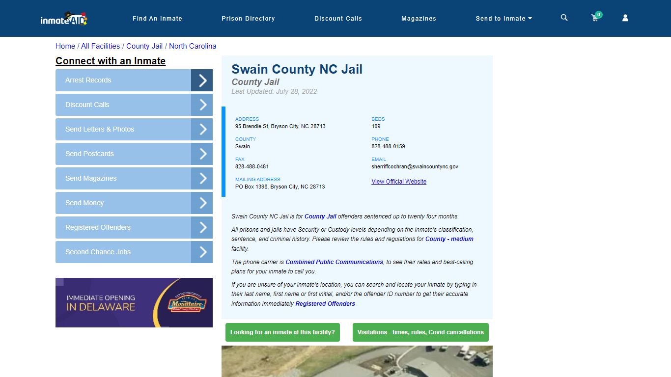 Swain County NC Jail - Inmate Locator - Bryson City, NC