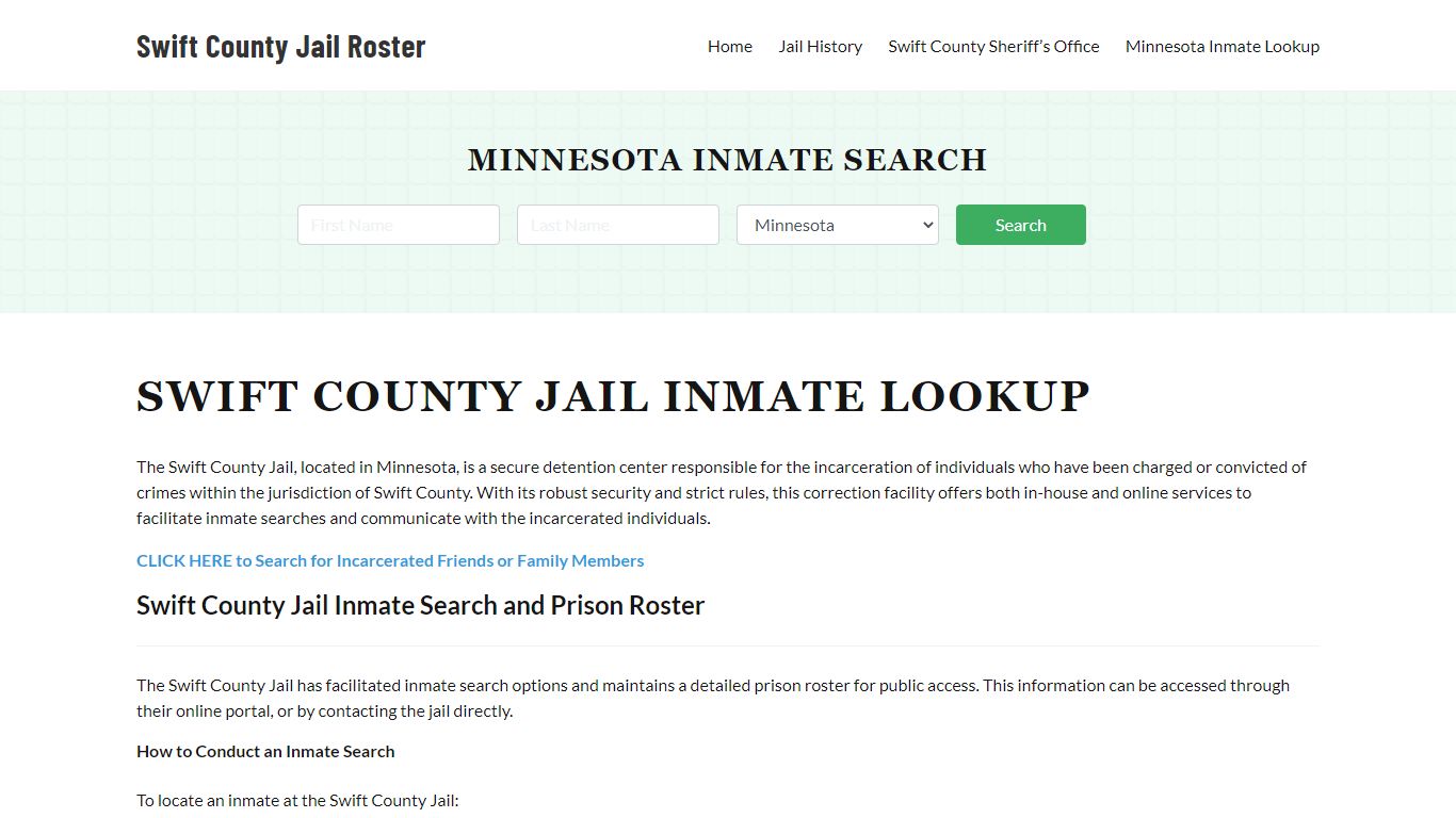 Swift County Jail Roster Lookup, MN, Inmate Search