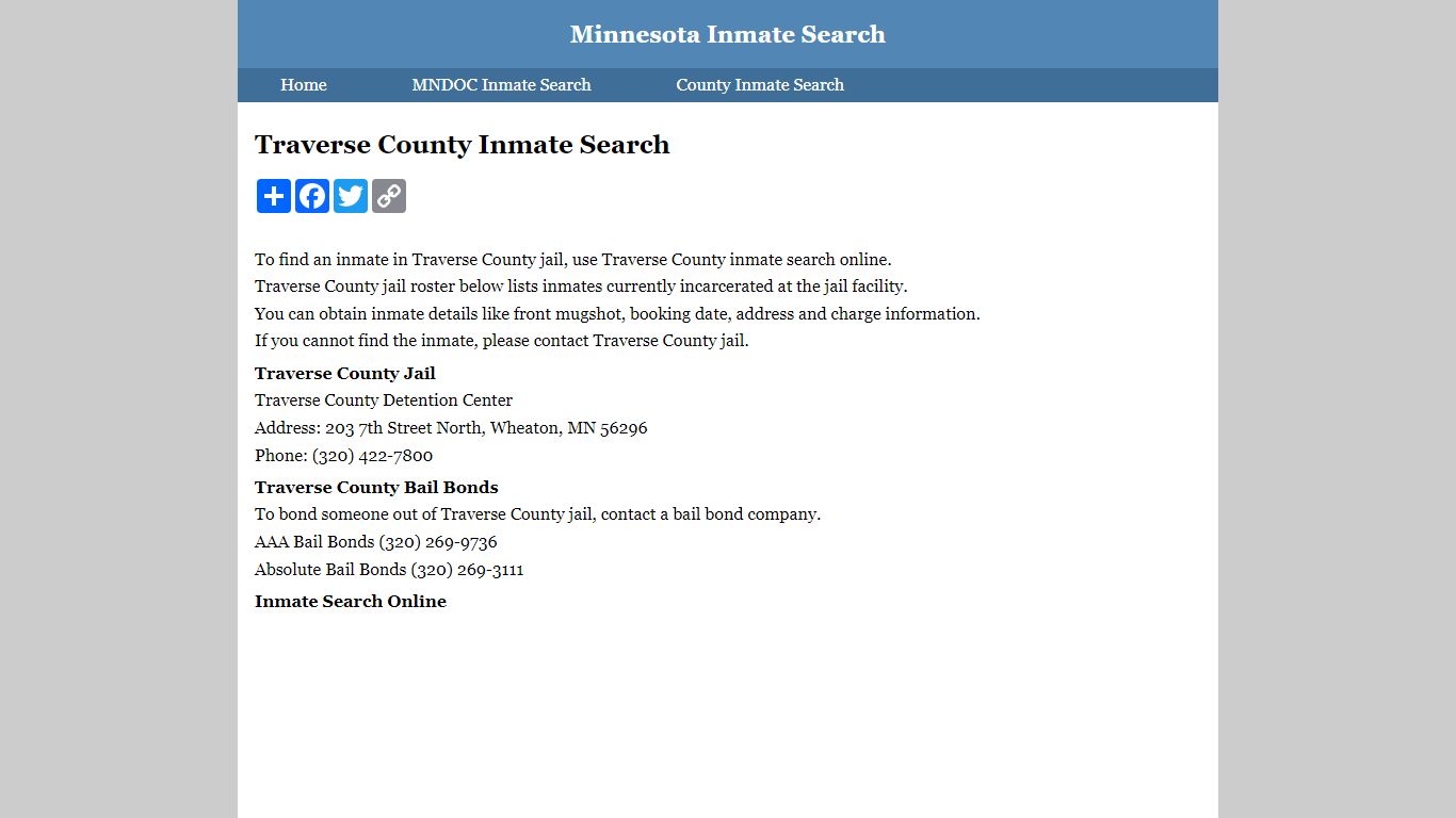 Traverse County Inmate Search