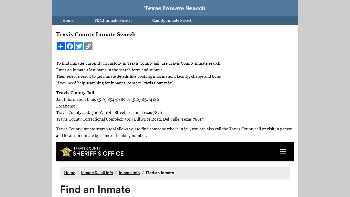 Travis County Inmate Search