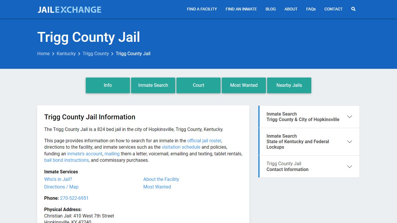 Trigg County Jail, KY Inmate Search, Information - Jail Exchange