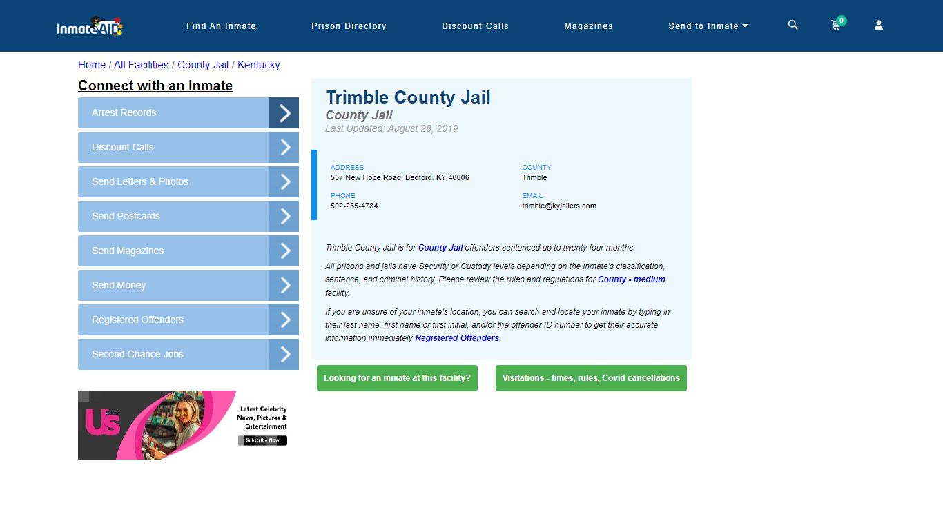Trimble County Jail - Inmate Locator - Bedford, KY