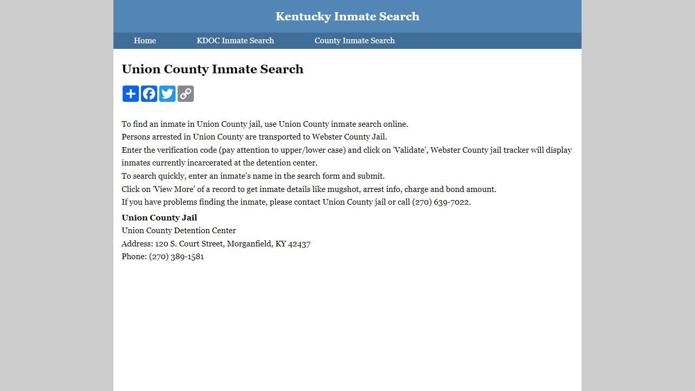 Union County Inmate Search