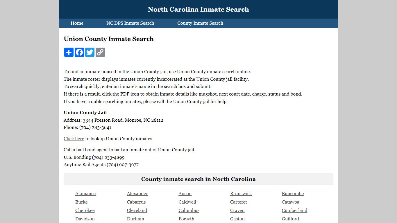 Union County Inmate Search