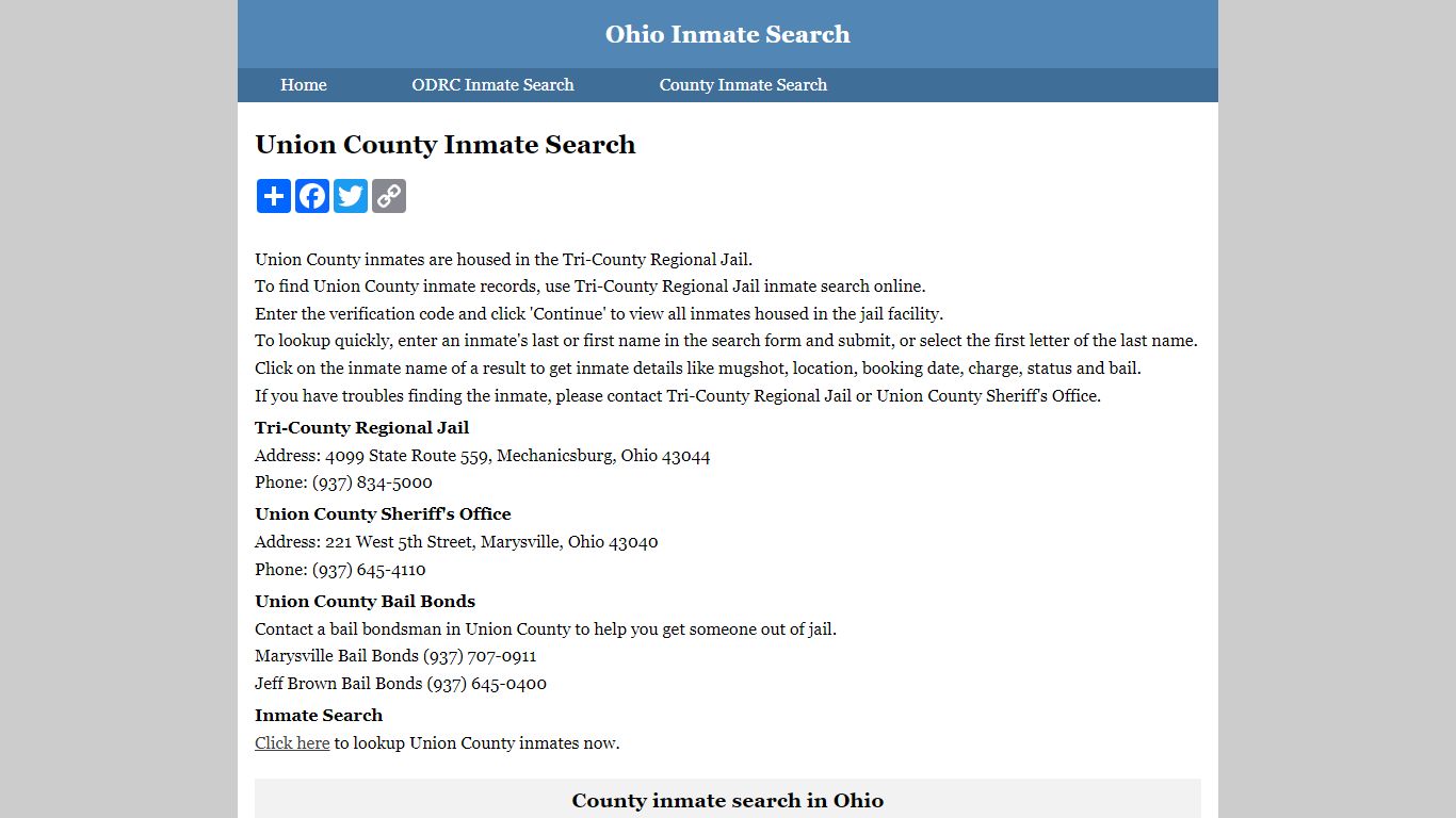 Union County Inmate Search