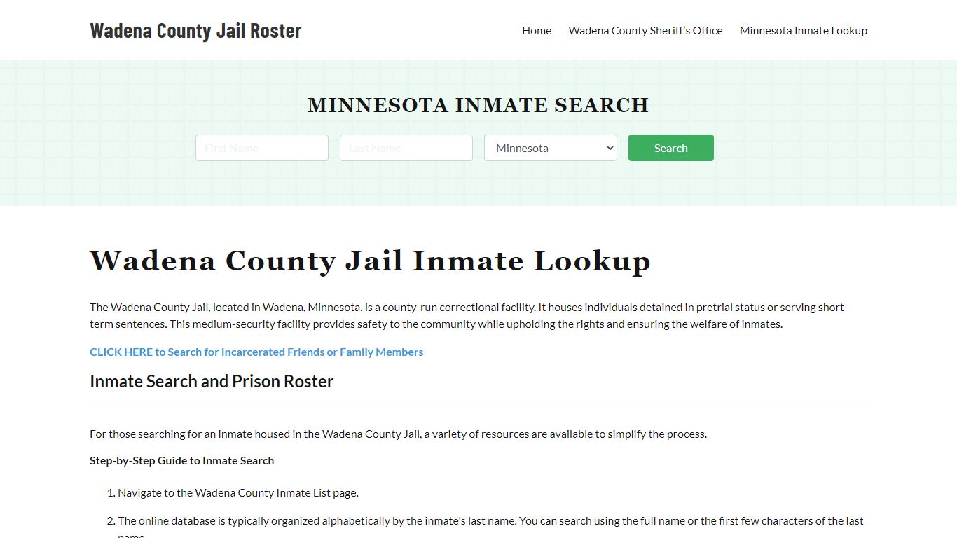 Wadena County Jail Roster Lookup, MN, Inmate Search