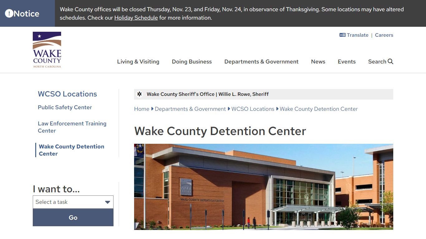 Wake County Detention Center | Wake County Government