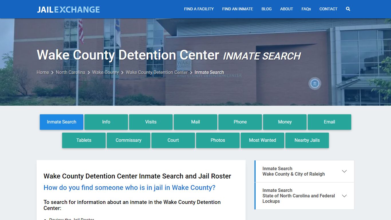 Wake County Detention Center Inmate Search - Jail Exchange