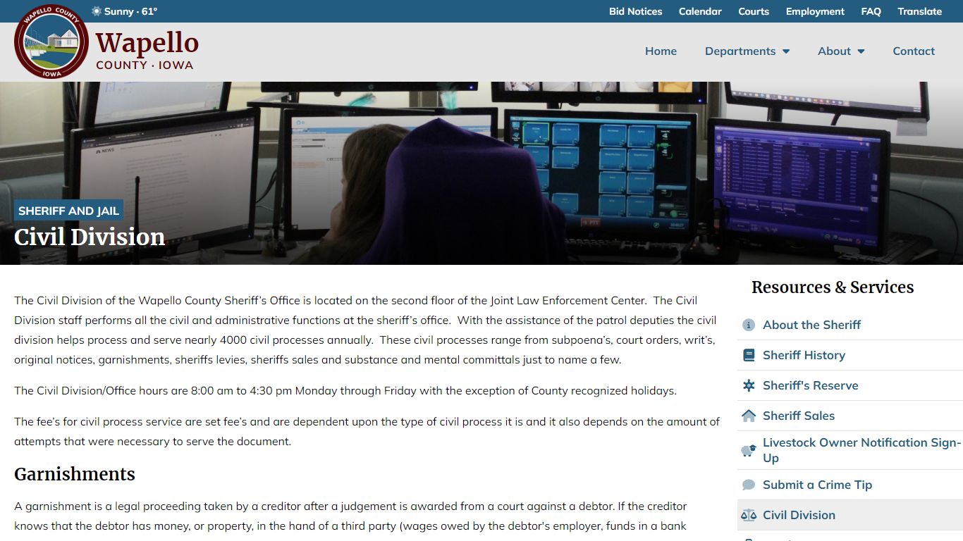 Civil Division - Sheriff and Jail - Wapello County, Iowa