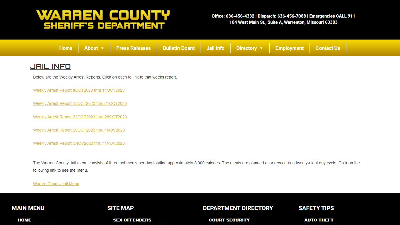 Jail Info – Warren County Sheriff Department