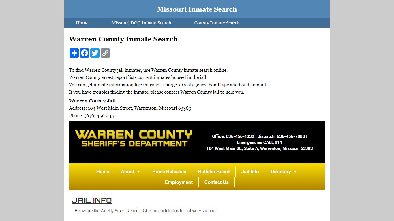 Warren County Inmate Search