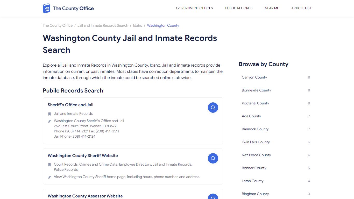 Washington County Jail and Inmate Records Search