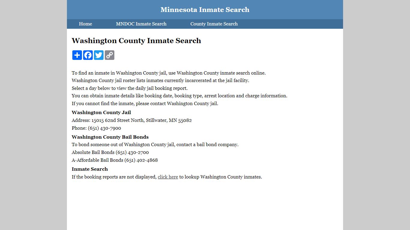 Washington County Inmate Search