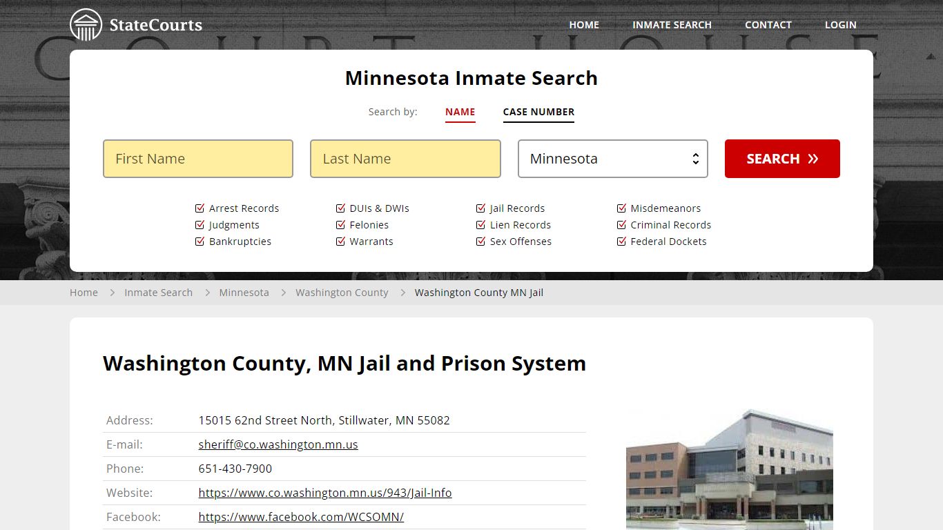 Washington County MN Jail Inmate Records Search, Minnesota - StateCourts