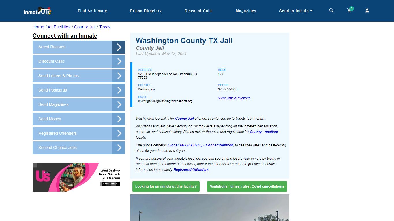 Washington County TX Jail - Inmate Locator - Brenham, TX