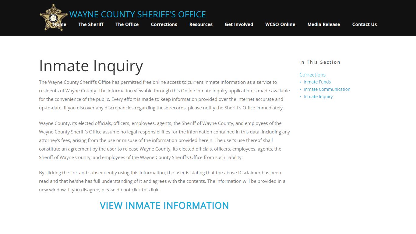 Inmate Inquiry - Wayne County Sheriff's Offce