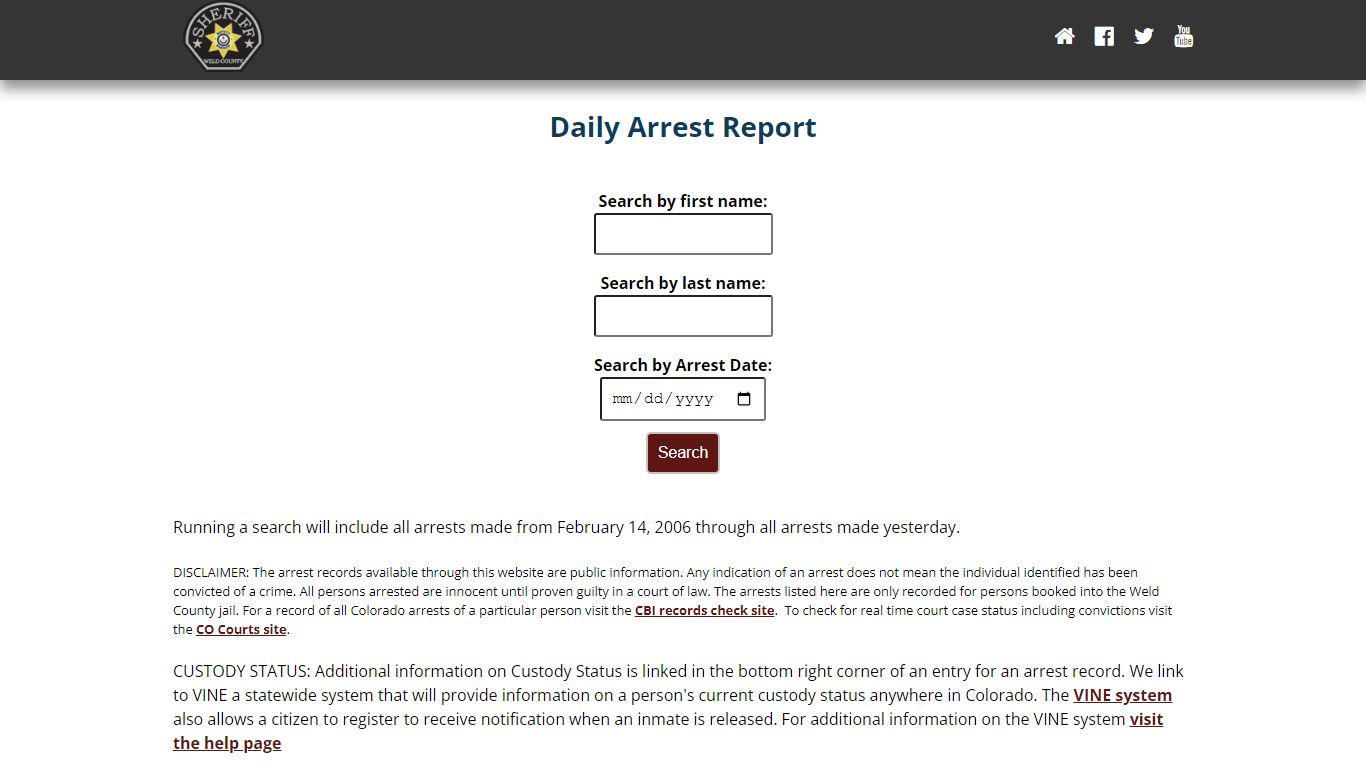 Weld County: Sheriffs Office Arrested Report