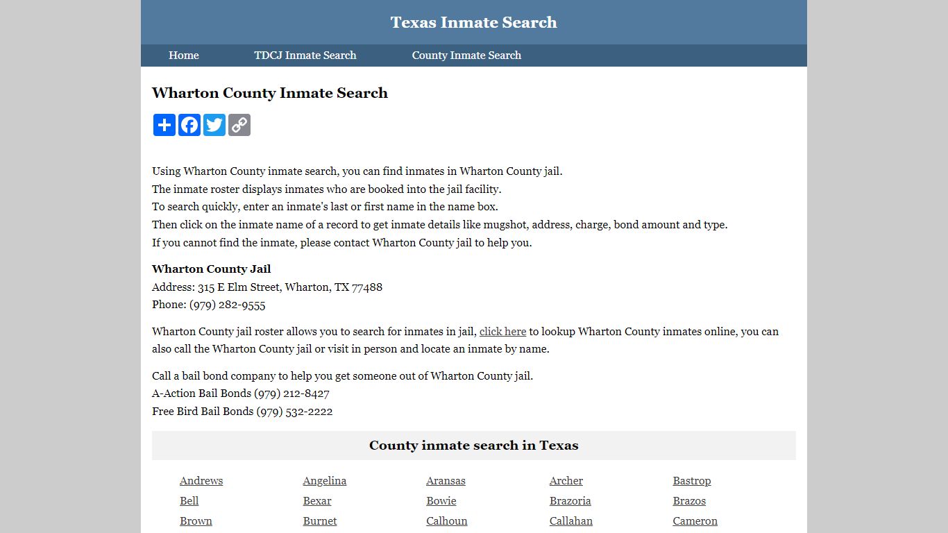 Wharton County Inmate Search