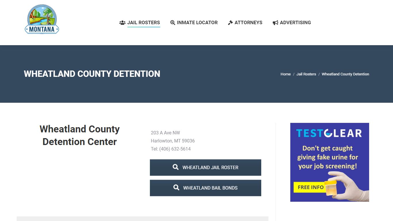 Wheatland County Detention - MONTANA JAIL ROSTER