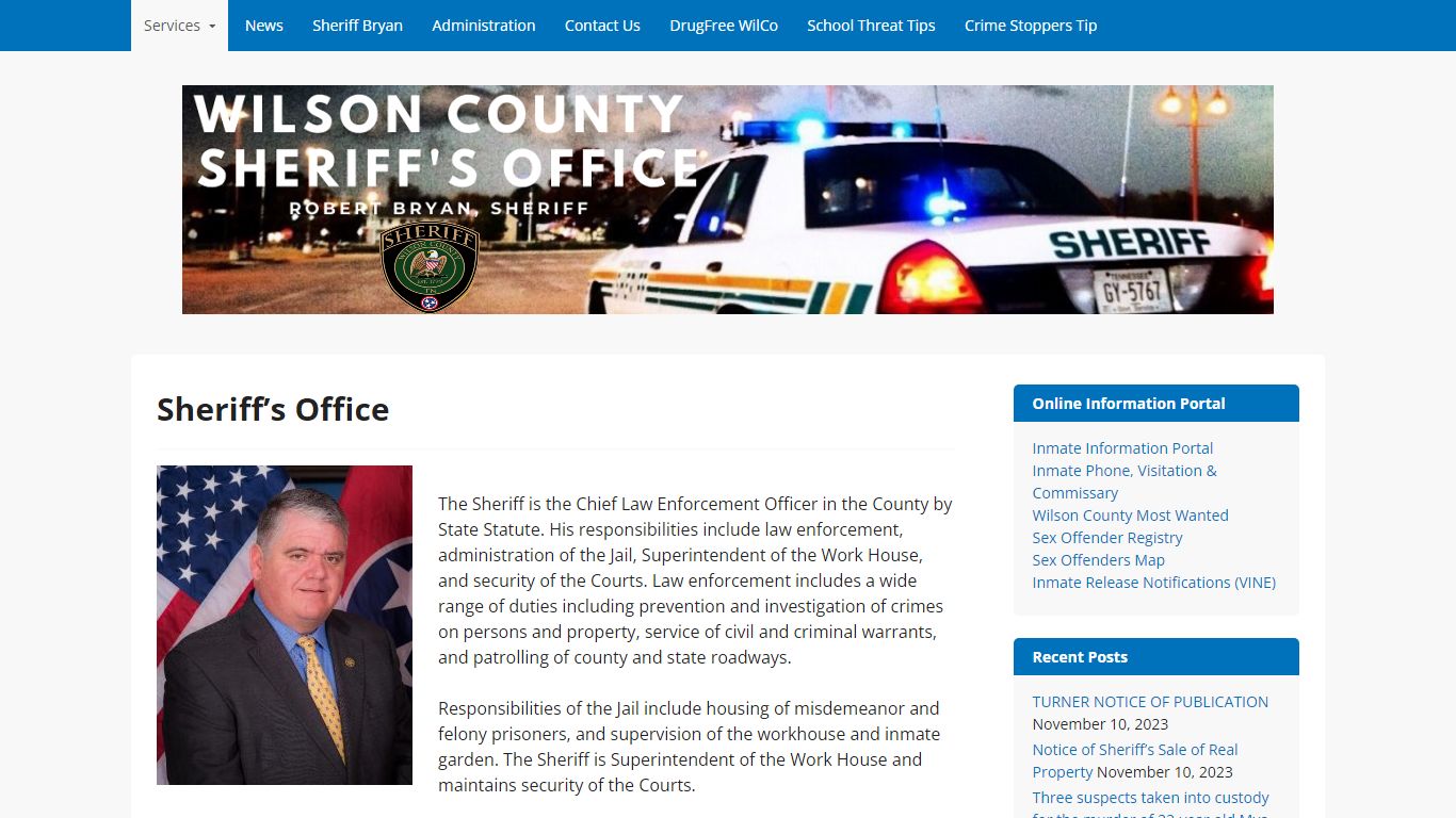 Wilson County Sheriff's Office – Robert Bryan, Sheriff