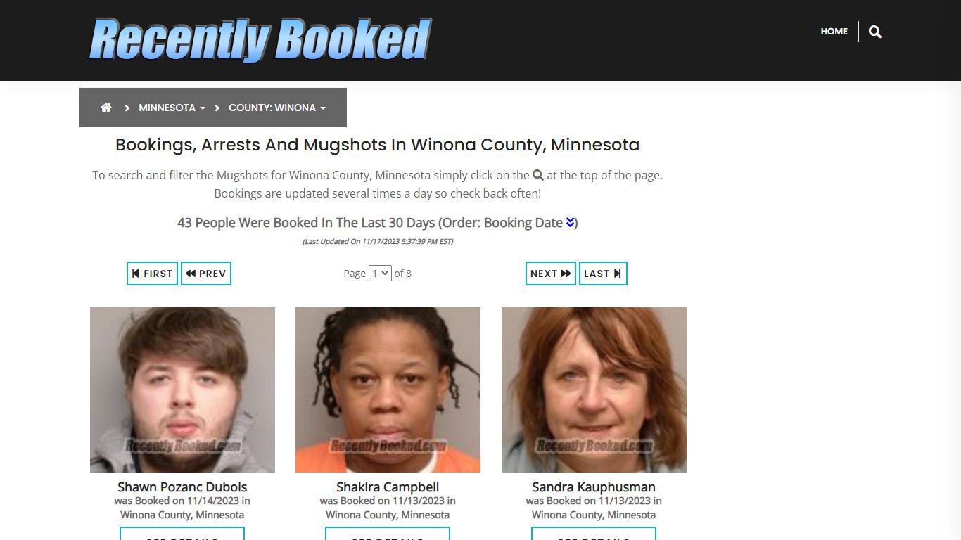 Bookings, Arrests and Mugshots in Winona County, Minnesota