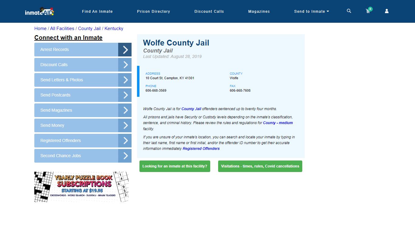 Wolfe County Jail - Inmate Locator - Campton, KY