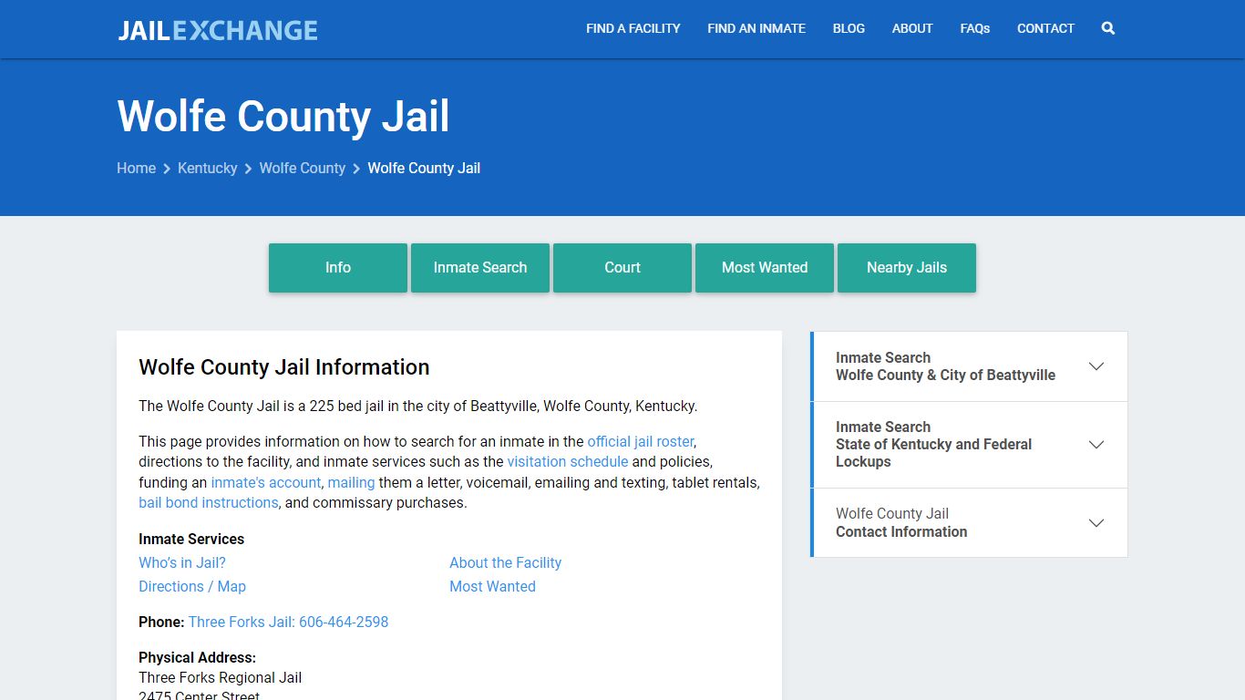 Wolfe County Jail, KY Inmate Search, Information