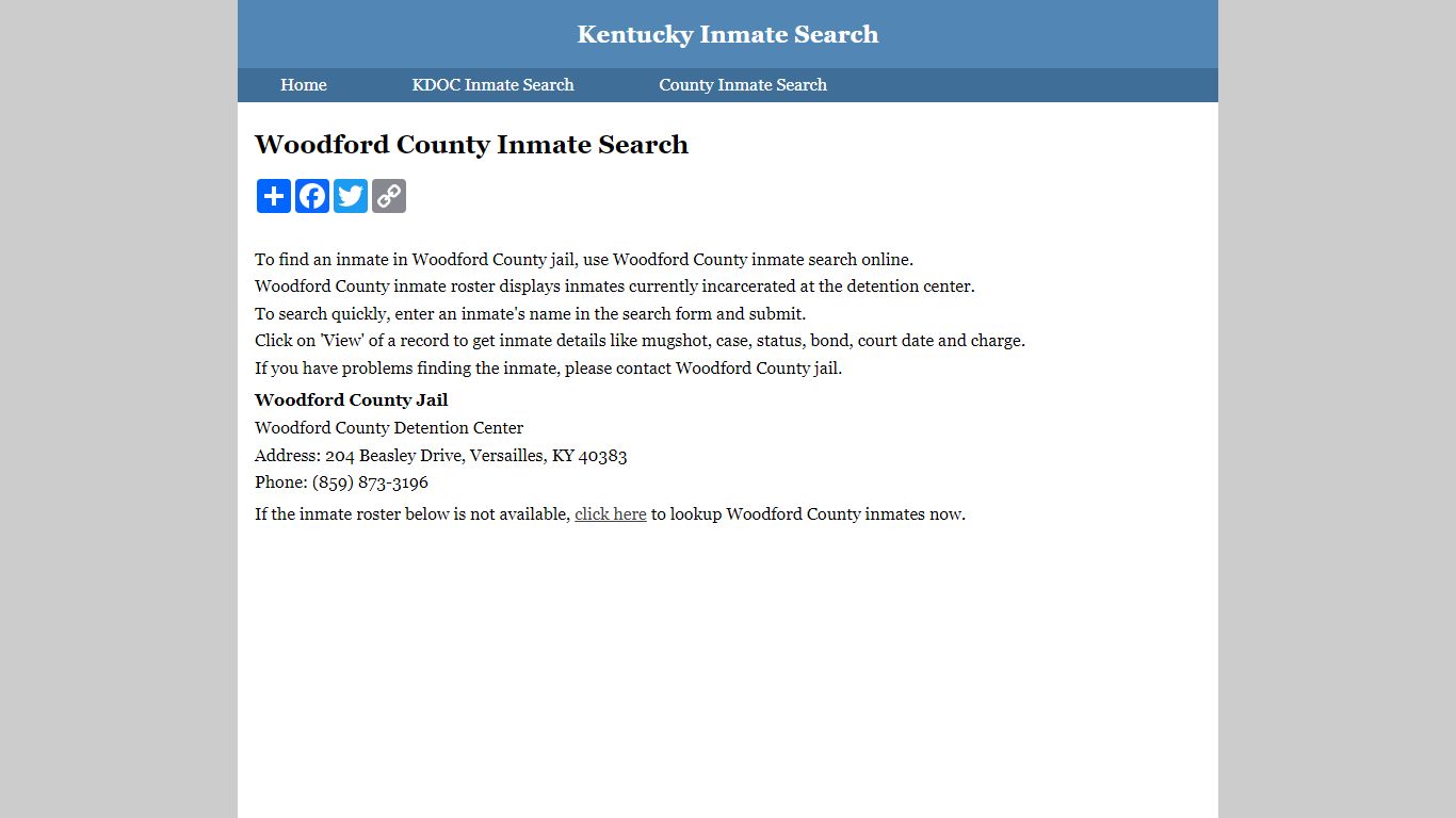 Woodford County Inmate Search