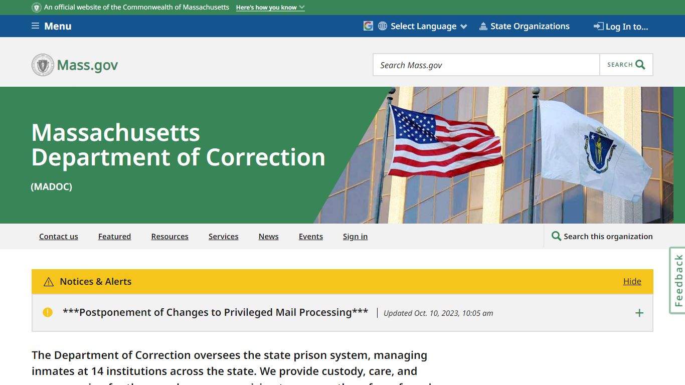 Massachusetts Department of Correction | Mass.gov