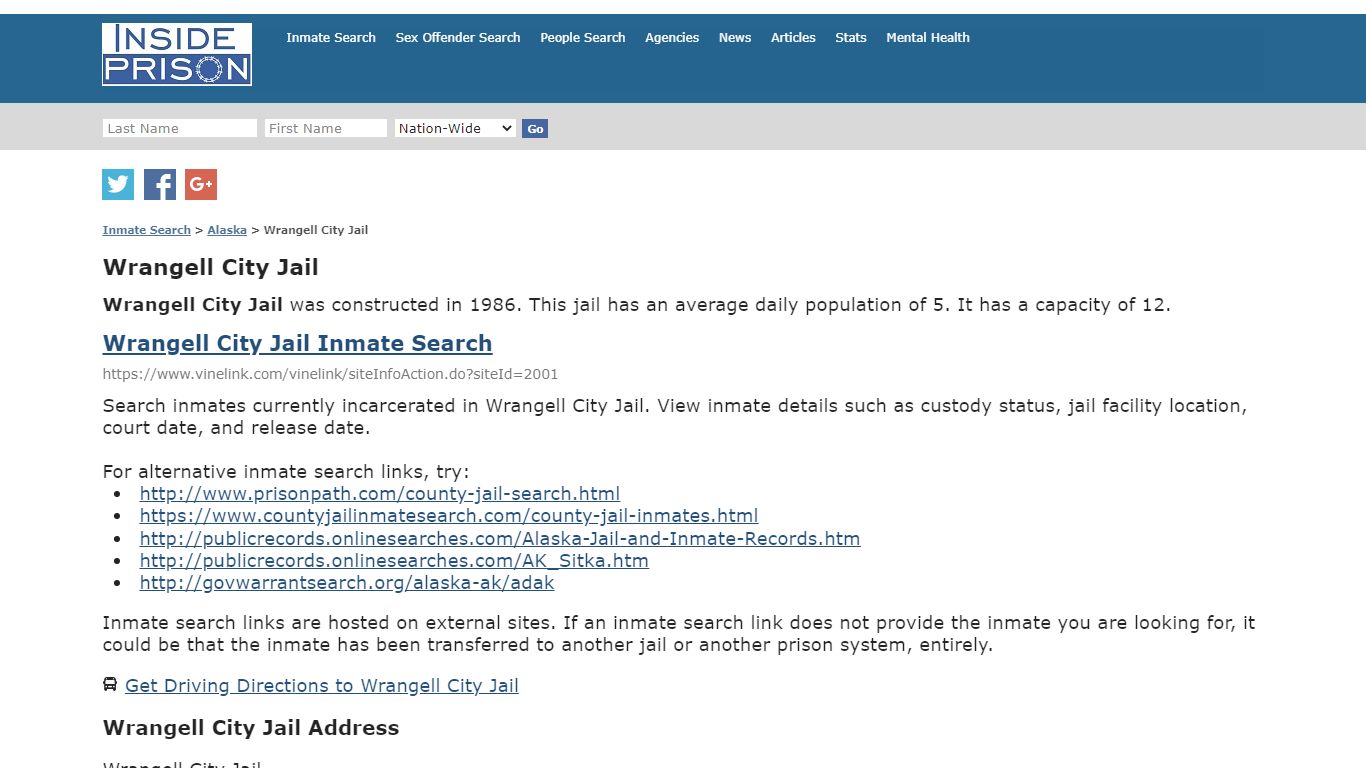 Wrangell City Jail - Alaska - Inmate Search - Inside Prison