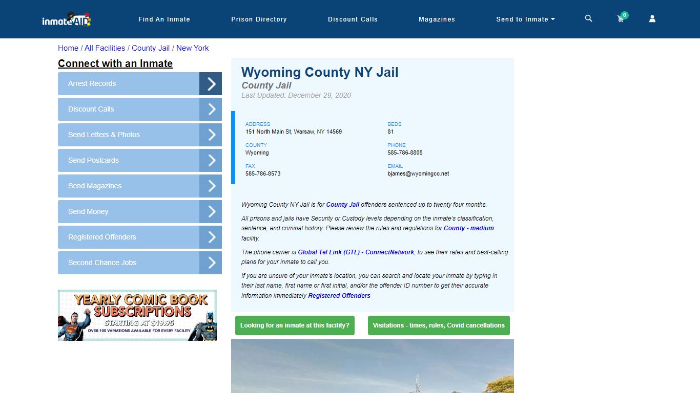 Wyoming County NY Jail - Inmate Locator - Warsaw, NY